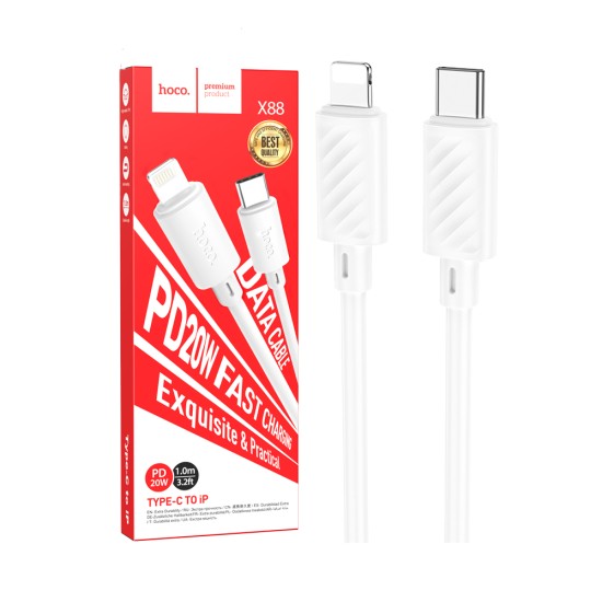 Hoco X88 Gratified PD20W Tipo-C para Lightning 2.4A Cabo 1m Branco Hoco X88 Gratified PD20W Tipo-C para Lightning 2.4A Cabo 1m Branco